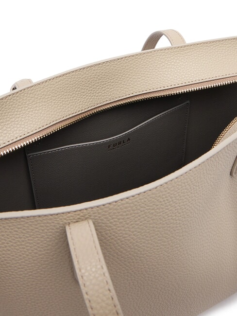 AVA Sac cabas moyen en cuir lin + gris urbain intérieur. - Sacs pour Femme