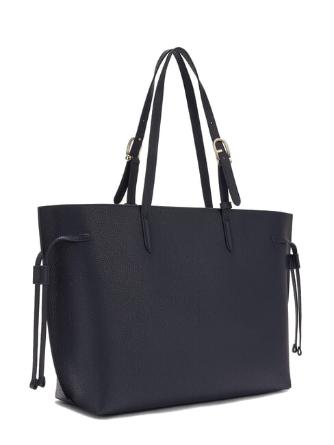 AVA Grand sac de courses en cuir bleu encre + bleu encre intérieur. - Sacs pour Femme