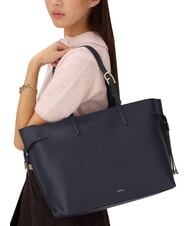 FURLA AVA Grand sac de courses en cuir bleu encre + bleu encre intérieur. - Sacs pour Femme - 4