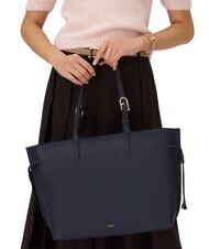 FURLA AVA Grand sac de courses en cuir bleu encre + bleu encre intérieur. - Sacs pour Femme - 5