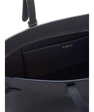 FURLA AVA Grand sac de courses en cuir bleu encre + bleu encre intérieur. - Sacs pour Femme - 7