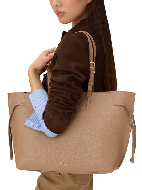 AVA Grand sac de courses en cuir caramel + noir intérieur. - Sacs pour Femme
