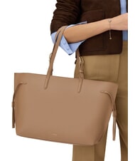 FURLA AVA Grand sac de courses en cuir caramel + noir intérieur. - Sacs pour Femme - 5