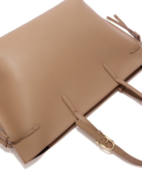 AVA Grand sac de courses en cuir caramel + noir intérieur. - Sacs pour Femme