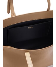 FURLA AVA Grand sac de courses en cuir caramel + noir intérieur. - Sacs pour Femme - 7