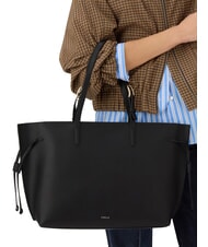 FURLA AVA Grand sac de courses en cuir noir+int noir - Sacs pour Femme - 6