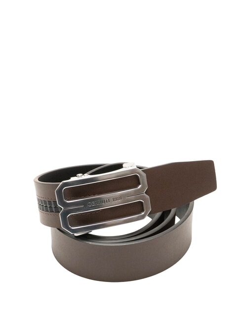 DOUBLEFACE Ceinture réversible en cuir noir/marron foncé - Ceintures