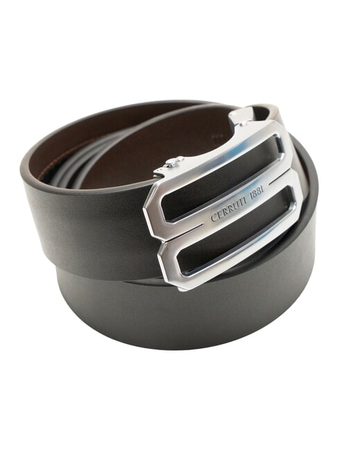 DOUBLEFACE Ceinture réversible en cuir noir/marron foncé - Ceintures