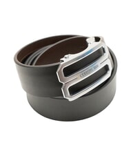 CERRUTI DOUBLEFACE Ceinture réversible en cuir noir/marron foncé - Ceintures - 3