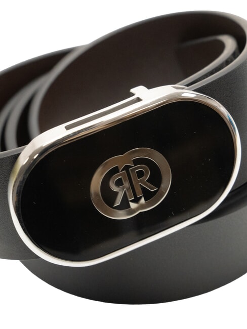 DOUBLE R ceinture en cuir noir/marron foncé - Ceintures