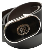 CERRUTI DOUBLE R ceinture en cuir noir/marron foncé - Ceintures - 3