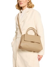 COCCINELLE TALEA Mini sac porte-documents en cuir beige frais - Sacs pour Femme - 4