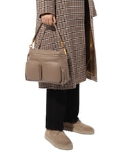 COCCINELLE HYLE Sac en cuir double fonction de taille moyenne taupe chaud - Sacs pour Femme - 4