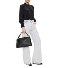 COCCINELLE SNIP Sac bandouli&egrave;re en cuir martel&eacute; cuir/noir - Sacs pour Femme - 4