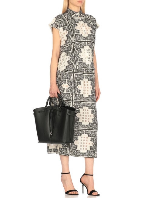 FLORES Sac fourre-tout moyen en cuir martel&eacute; Noir - Sacs pour Femme