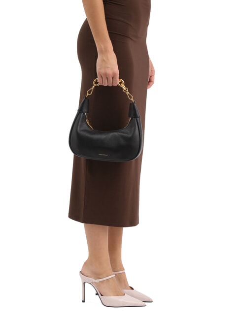 ISIDE Sac à bandoulière en cuir avec bandoulière Noir - Sacs pour Femme