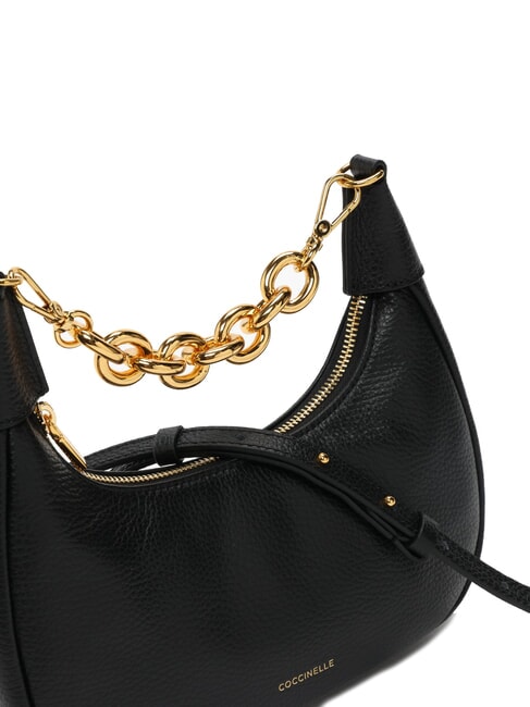 ISIDE Sac à bandoulière en cuir avec bandoulière Noir - Sacs pour Femme