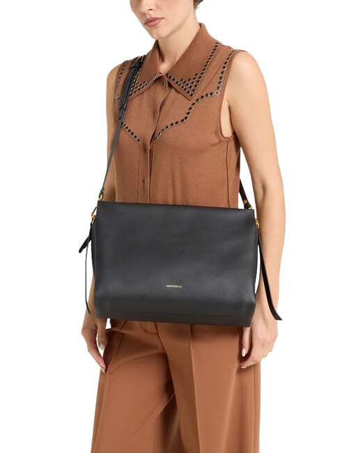 BOHEME GRANA DOUBLE Sac à main, avec bandoulière, en cuir noir/cognac - Sacs pour Femme