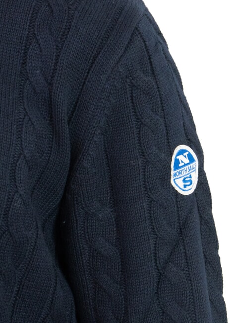 N|S pull à col rond en maille torsadée bleu marine - Pulls pour hommes