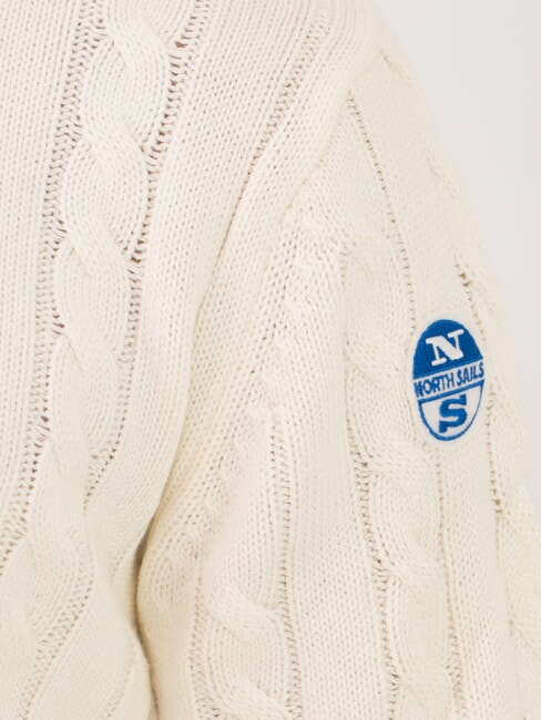 N|S pull à col rond en maille torsadée Guimauve - Pulls pour hommes