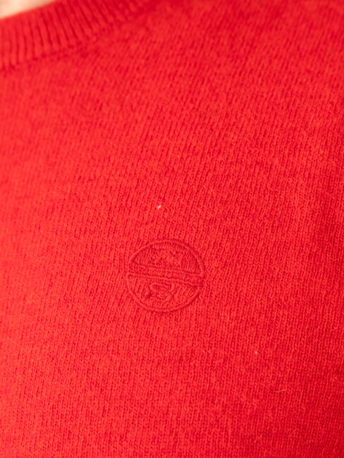 N|S Pull &agrave; col rond avec logo brod&eacute; rouge pomp&eacute;ien - Pulls pour hommes