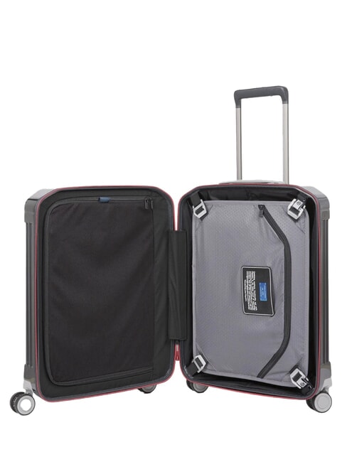 PQ-LIGHT Trolley cabine ultra fin gris/rouge - Valises cabine