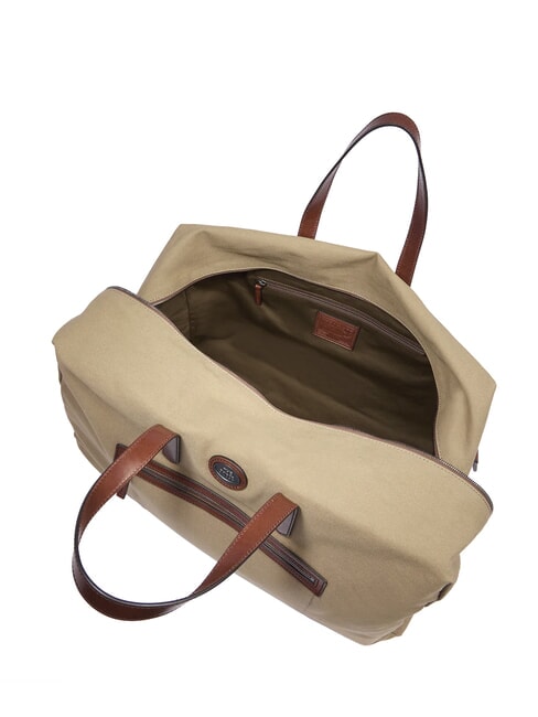 STORY Sac de voyage moyen en cuir et tissu brun ruthénium naturel/foncé - Sacs de voyage