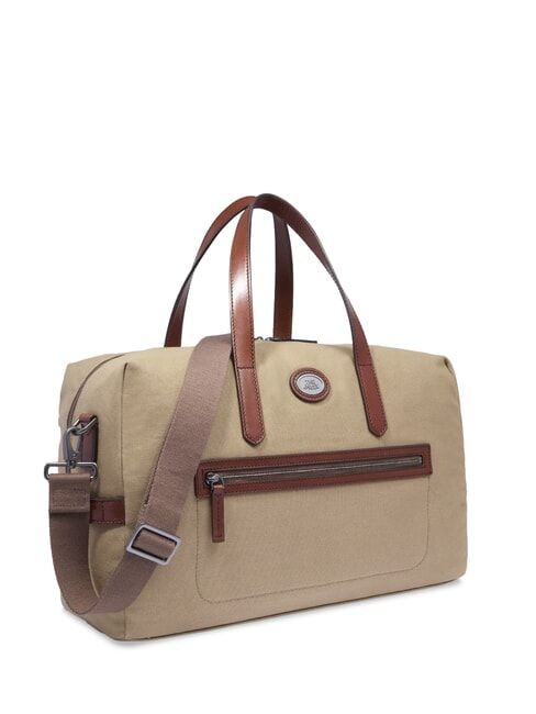 STORY petit sac de voyage en cuir et tissu brun ruthénium naturel/foncé - Sacs de voyage