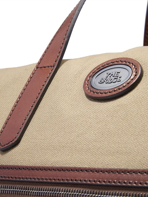 STORY petit sac de voyage en cuir et tissu brun ruthénium naturel/foncé - Sacs de voyage