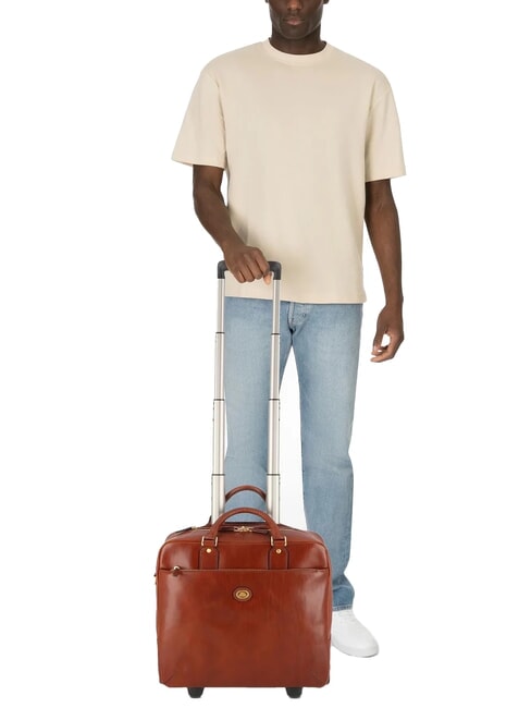 STORY Trolley en cuir pour ordinateur portable 13 pouces MARRON - Pilot case et Sacs ordinateur à roulettes