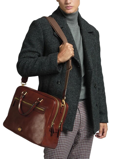 STORY UOMO Étui en cuir pour ordinateur portable 15 pouces MARRON - Porte Documents Travail