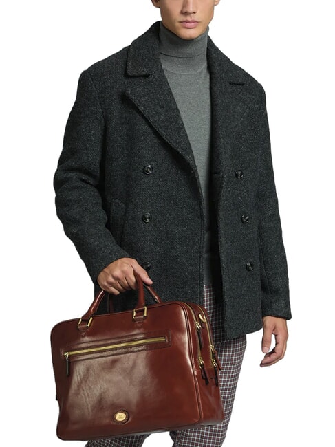 STORY UOMO Étui en cuir pour ordinateur portable 15 pouces MARRON - Porte Documents Travail