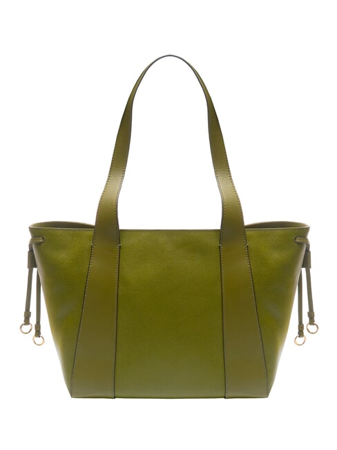 CARLOTTA Sac cabas porté épaule en cuir vert figue abb. or - Sacs pour Femme