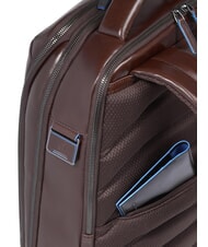 PIQUADRO BLUE SQUARE Sac &agrave; dos en cuir &agrave; contr&ocirc;le rapide pour ordinateur portable 15,6" ACAJOU - Sacs &agrave; dos pour ordinateur portable - 4