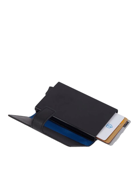 URBAN Porte-cartes de crédit en métal et cuir gris noir - Portefeuilles Homme