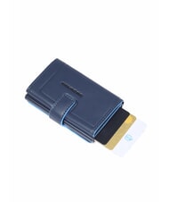 PIQUADRO ATLAS Porte-cartes automatique en métal et cuir bleu - Portefeuilles Homme - 2