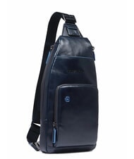PIQUADRO BLUE SQUARE Sac à dos bandoulière en cuir avec porte-mini tablette bleu - Sacs en Bandoulières pour Homme - 2