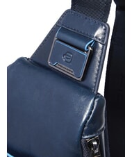 PIQUADRO BLUE SQUARE Sac à dos bandoulière en cuir avec porte-mini tablette bleu - Sacs en Bandoulières pour Homme - 5