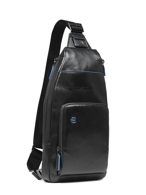 BLUE SQUARE Sac à dos bandoulière en cuir avec porte-mini tablette Noir - Sacs en Bandoulières pour Homme