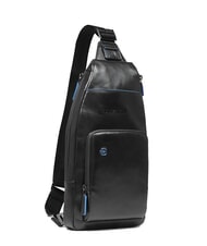 PIQUADRO BLUE SQUARE Sac à dos bandoulière en cuir avec porte-mini tablette Noir - Sacs en Bandoulières pour Homme - 2