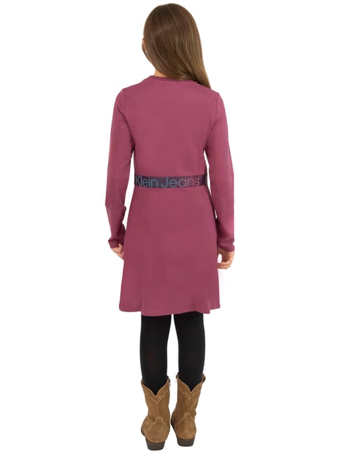 CK KIDS Robe &agrave; manches longues &eacute;lastiqu&eacute;es avec logo amarante - Robes pour petites filles