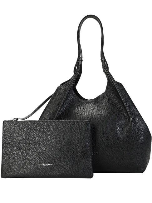 DUA Grand sac à bandoulière en cuir Noir - Sacs pour Femme