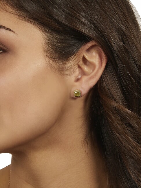 ICY DIAMONDS Boucles d'oreilles carrées à lobes ornées de zirconiums or - Boucles d'oreilles