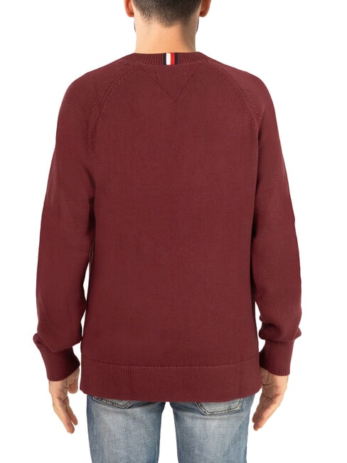 TH Pull en coton à col rond avec logo brodé rouge foncé - Pulls pour hommes