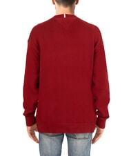 TOMMY HILFIGER TH Pull en coton à col rond avec logo monogramme rouge/ciel désertique - Pulls pour hommes - 2