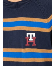 TOMMY HILFIGER TH Pull en coton à col rond avec logo brodé ciel du désert/bleu ultra - Pulls pour hommes - 3