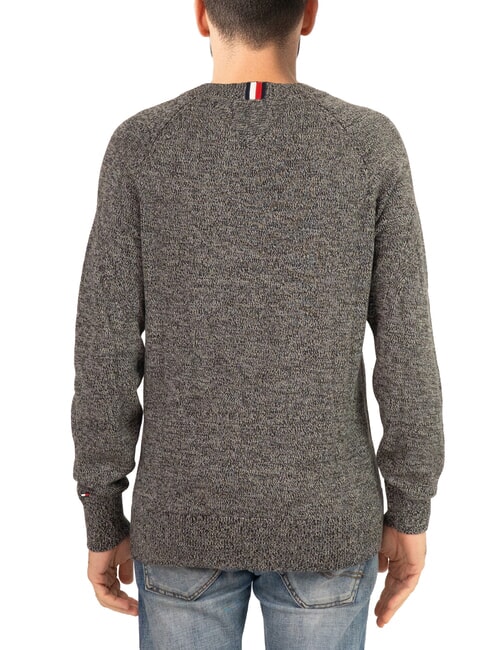 TH Pull en coton &agrave; col rond avec logo brod&eacute; noir / gris moyen htr - Pulls pour hommes