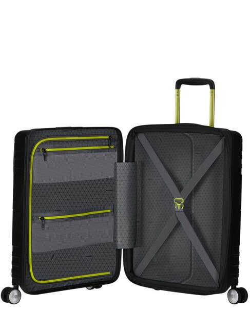 HELLO CABIN Valise à roulettes extensible noir/citron vert - Valises cabine