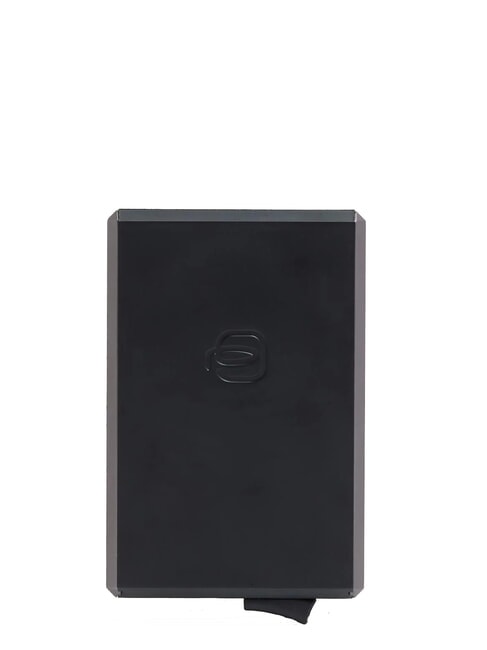 BLACK SQUARE Porte-cartes en cuir et aluminium Noir - Portefeuilles Homme