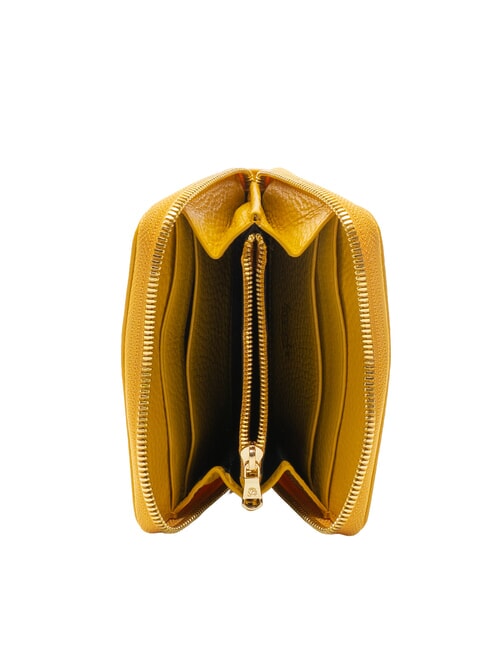 BASIC Petit portefeuille en cuir zipp&eacute; jaune - Portefeuilles Femme
